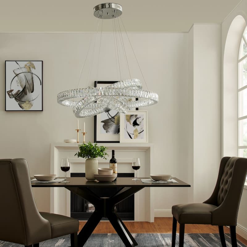Crystal Elegance Integrated LED Chandelier - 3 Circles