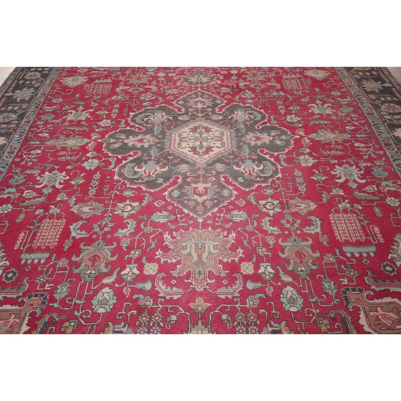 Fuchsia Pink Tabriz Persian Vintage Area Rug Handmade Wool Carpet - 9'6"x 12'8"
