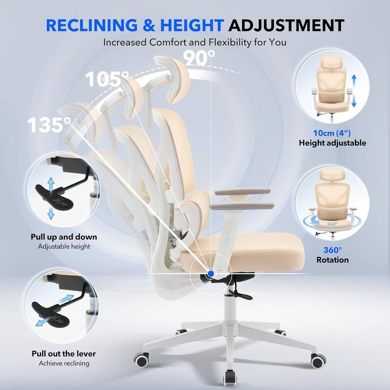 Ergonomic Office High-Back Computer Gaming Chair for Home, Office, Rolling Swivel