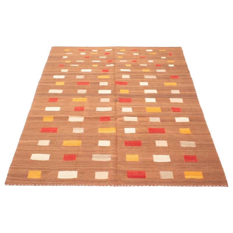 ECARPETGALLERY Flat-Weave Ankara FW Brown Wool Kilim - 7'0 x 9'10