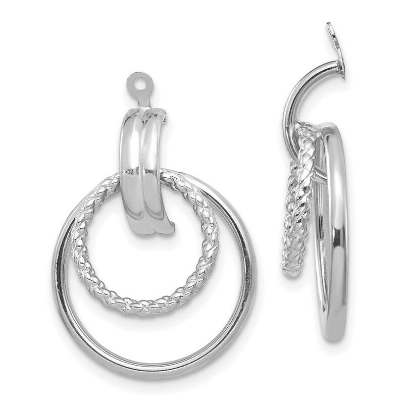 Curata 14k White Gold Polished Twisted Earrings - with Jackets 21x22mm