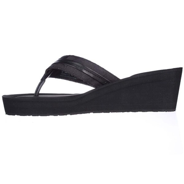 coach black wedge flip flops