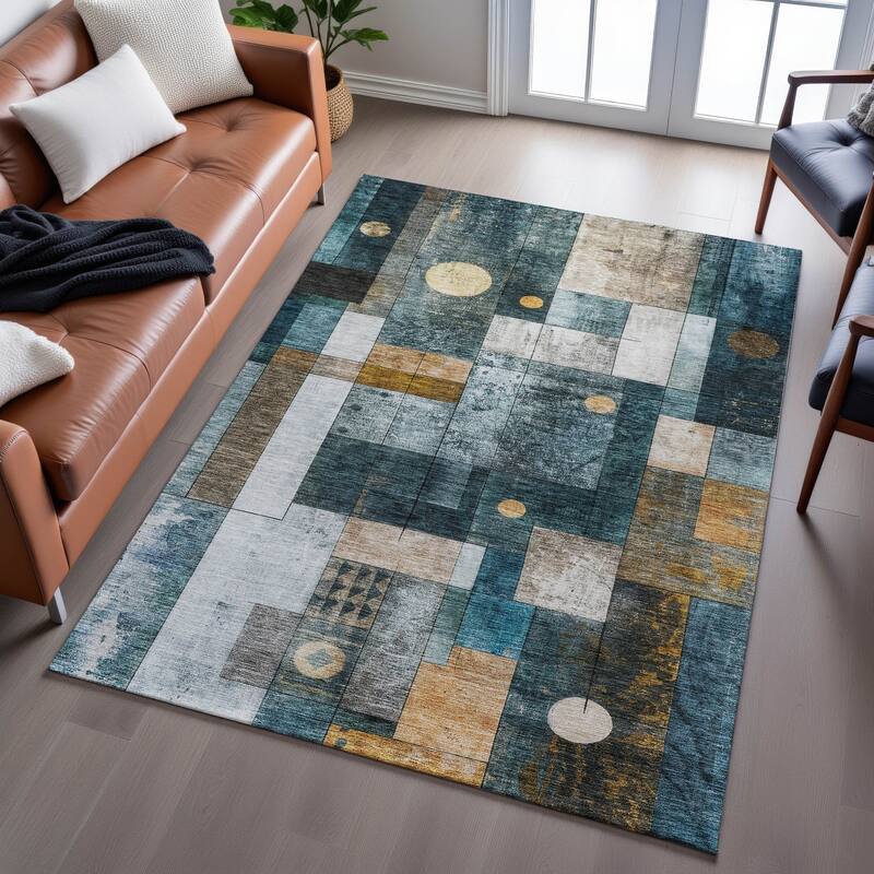 Premium Washable Super Soft Contemporary Orbit Mayfield Rug