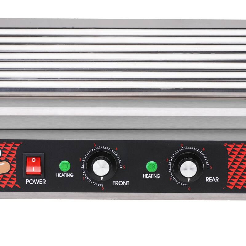 Hot Dog Roller Machine – Stainless-Steel Cooker with 7 Non-Stick Rollers by Great Northern Popcorn