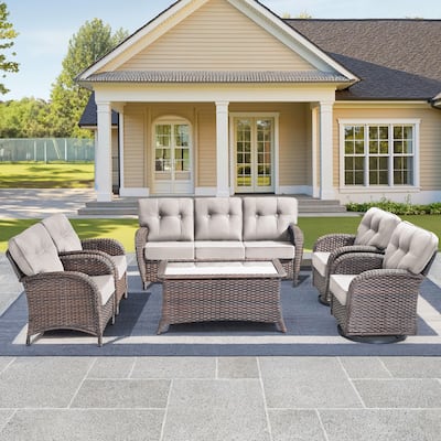 6 Pieces Pocassy Sofa Chairs Table with Swivel Chairs