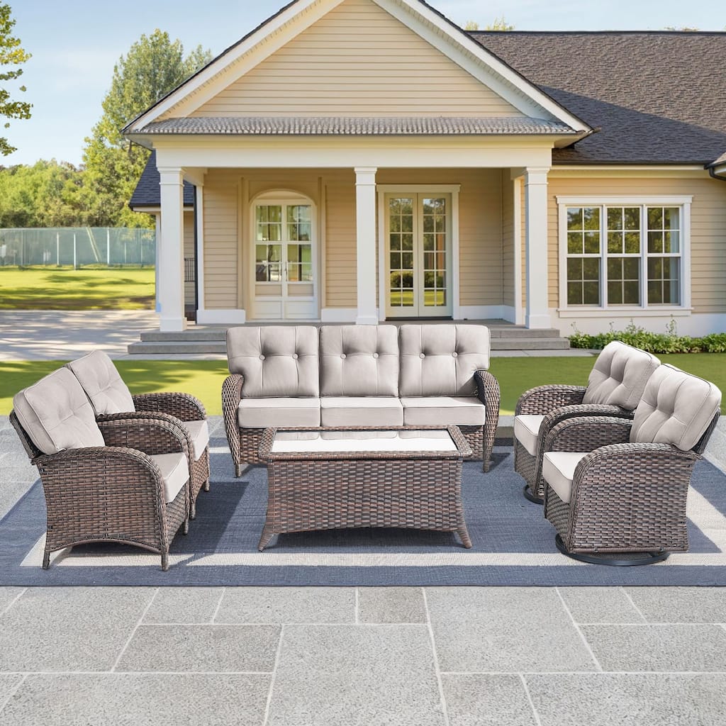 6 Pieces Pocassy Sofa Chairs Table with Swivel Chairs