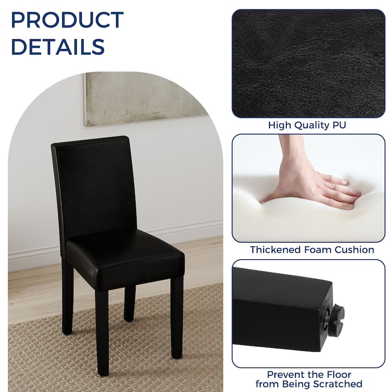 Faux Leather or Fabric Parsons Dining Chairs Set of 2 with Wood Legs