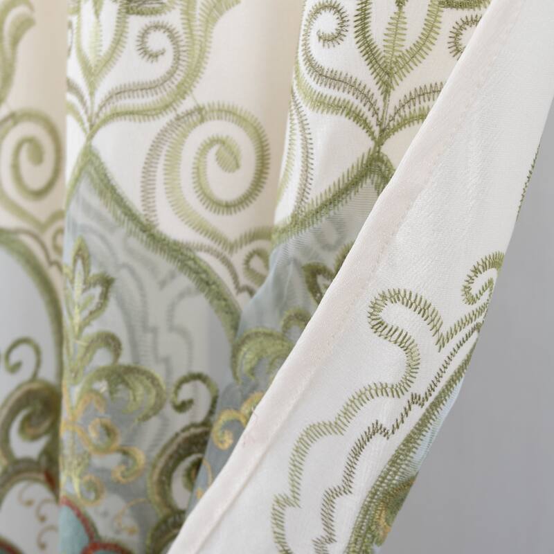 Betsy Macrame Embroidered Window Curtain Panel