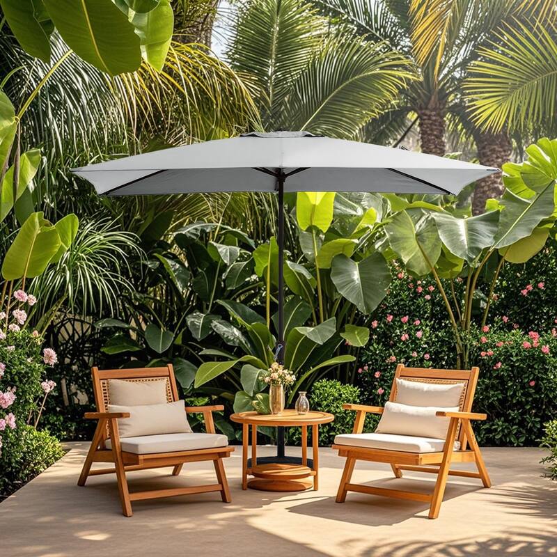 8*10ft Rectangular Patio Market Umbrella with Crank & Tilt，UV-Resistant