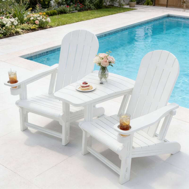 Outdoor All Weather Adirondack Chairs with Movable Footrests, Set of 5/3.