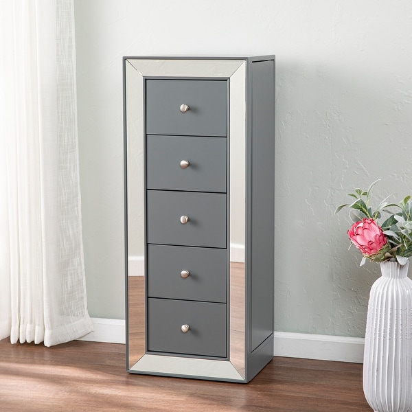 SEI Furniture Wenlock Transitional Gray Blue Wood Jewelry Armoire