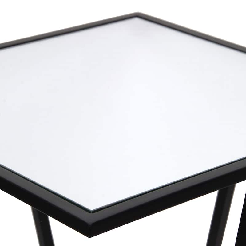 Aeriva Set of 2 Square Metal Modern Tables With Mirror Top