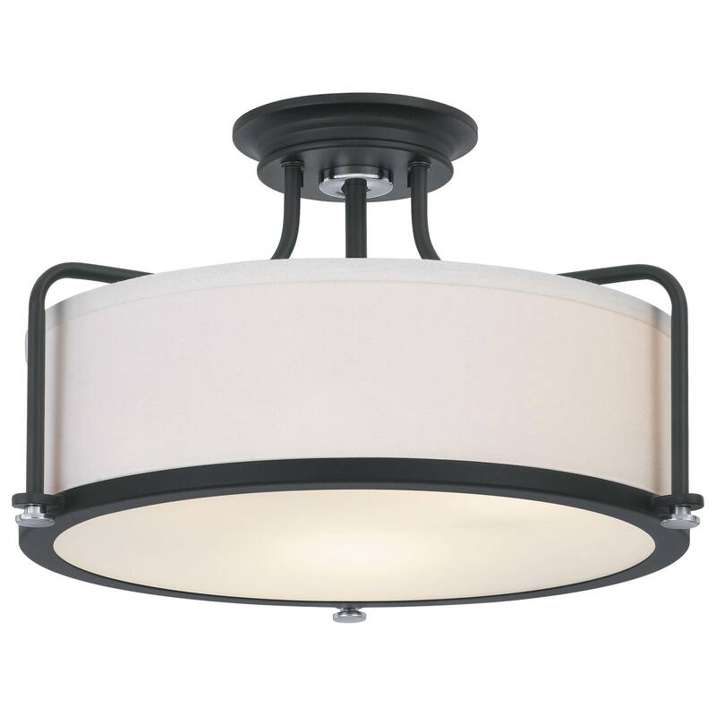 Roseto Clermont 3 Light 18" Wide Semi-Flush Drum Ceiling Fixture - Earth Black