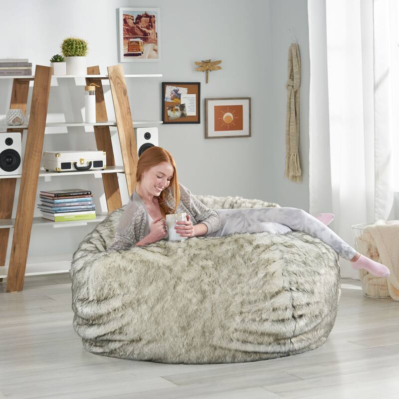 Schley Modern Glam 5 Foot Short Faux Fur Bean Bag by Christopher Knight Home