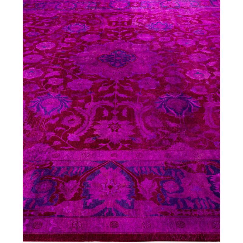 Overdyed One-of-a-Kind Hand-Knotted Area Rug - Pink - 9' 4" x 12' 4"