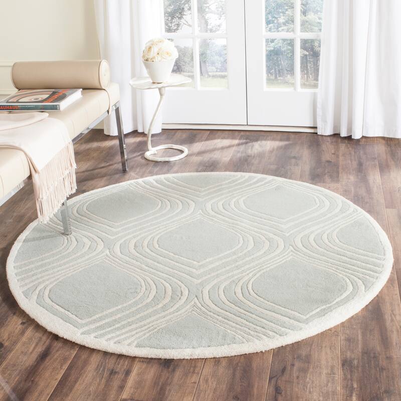 SAFAVIEH Handmade Chatham Armance Modern Wool Rug - 5' Round - Grey/Ivory
