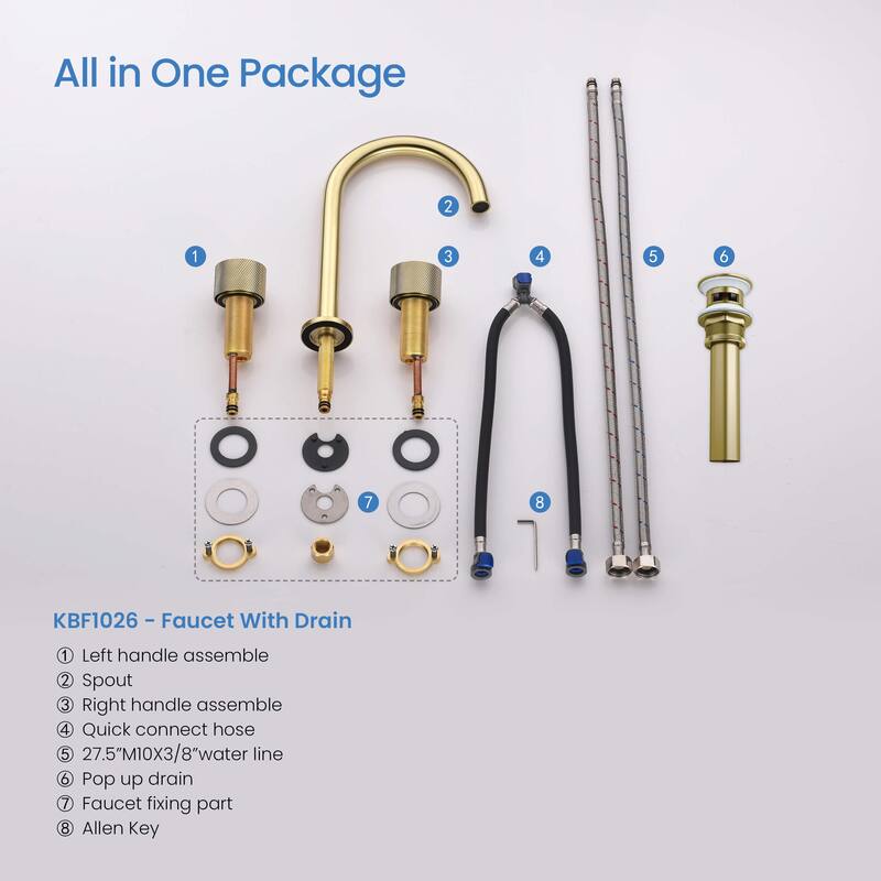 Circular X 8" Bathroom Sink Widespread Faucet with Drain Assembly