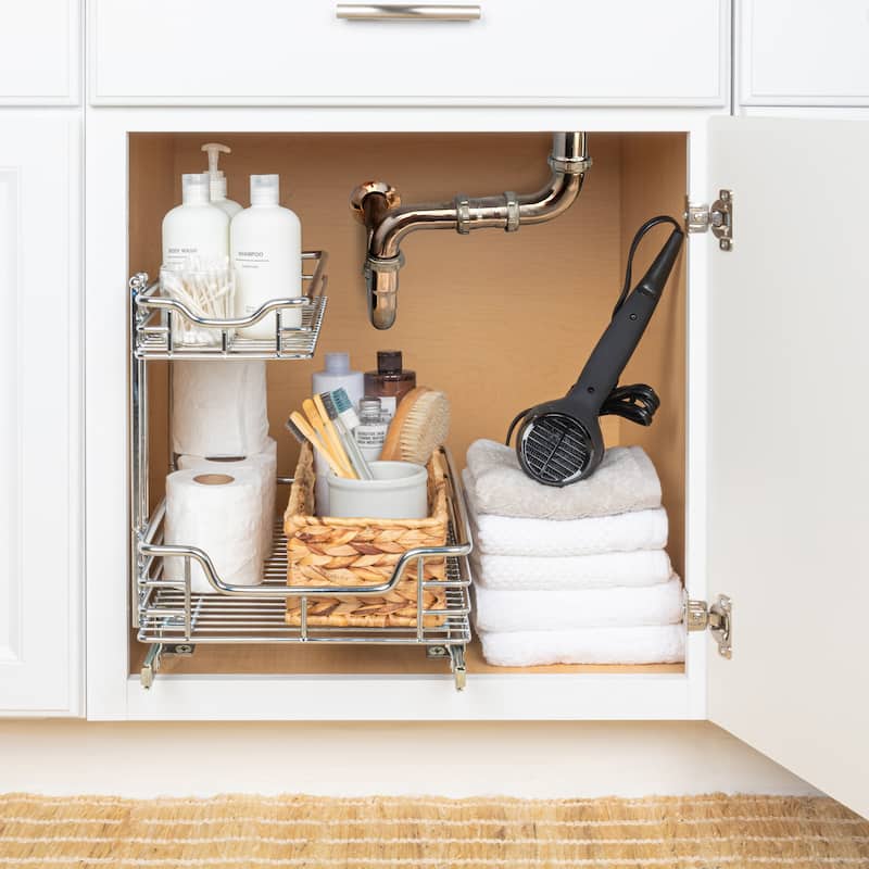 Household Essentials 12.5-Inch Chrome Sink Sliding Organizer
