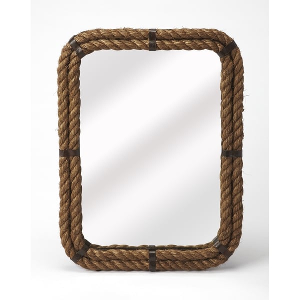 slide 2 of 2, Handmade Butler Darby Rectangular Rope Wall Mirror (India) N/A