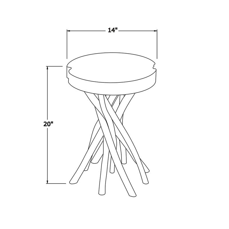 Solid Wood Cross-Cut Accent Table With Branch Base by East at Main - Small