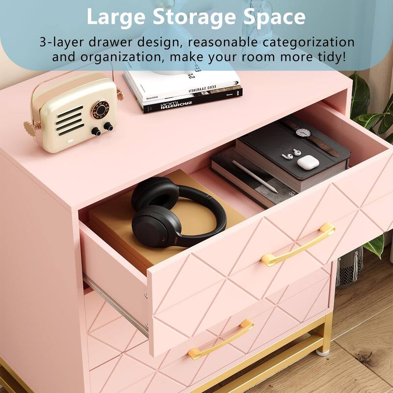 3/4 Drawer Wood Dresser for Bedroom, Modern Storage Chest for Closet