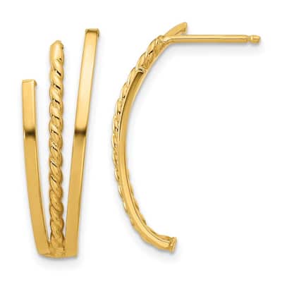 Curata 14k Yellow Gold 26.4x7.7mm Polished Twist Post Earrings