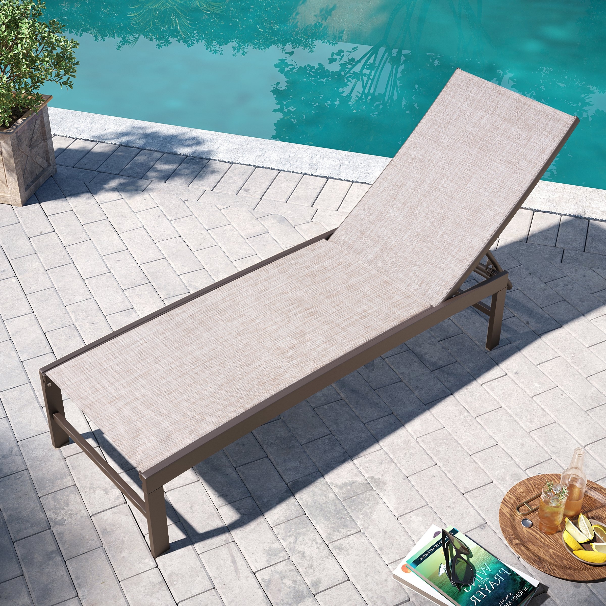 Pellebant Outdoor Patio Chaise Lounge Chair Adjustable