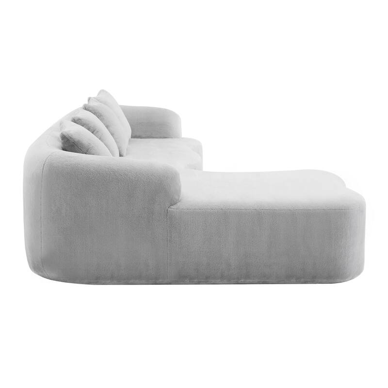 Full Compression Plush L-shaped Sectional Sofa with Curved Chaise