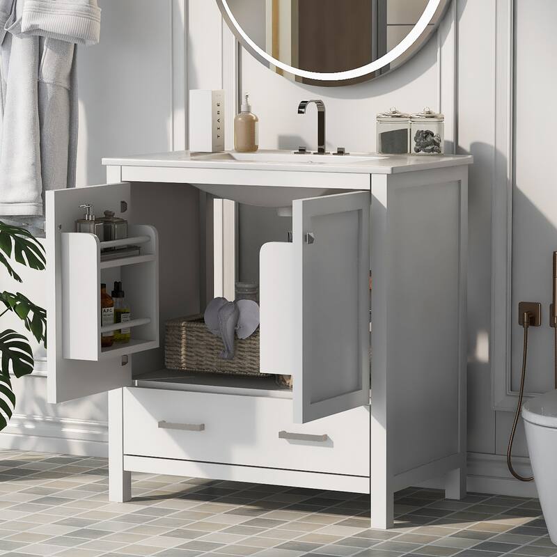 Bathroom Vanity with Single Sink, 2 Soft Closing Doors and 1 Drawer