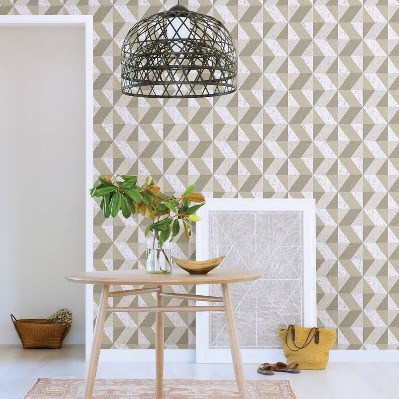 A-Street Prints Cerium Neutral Concrete Geometric Wallpaper