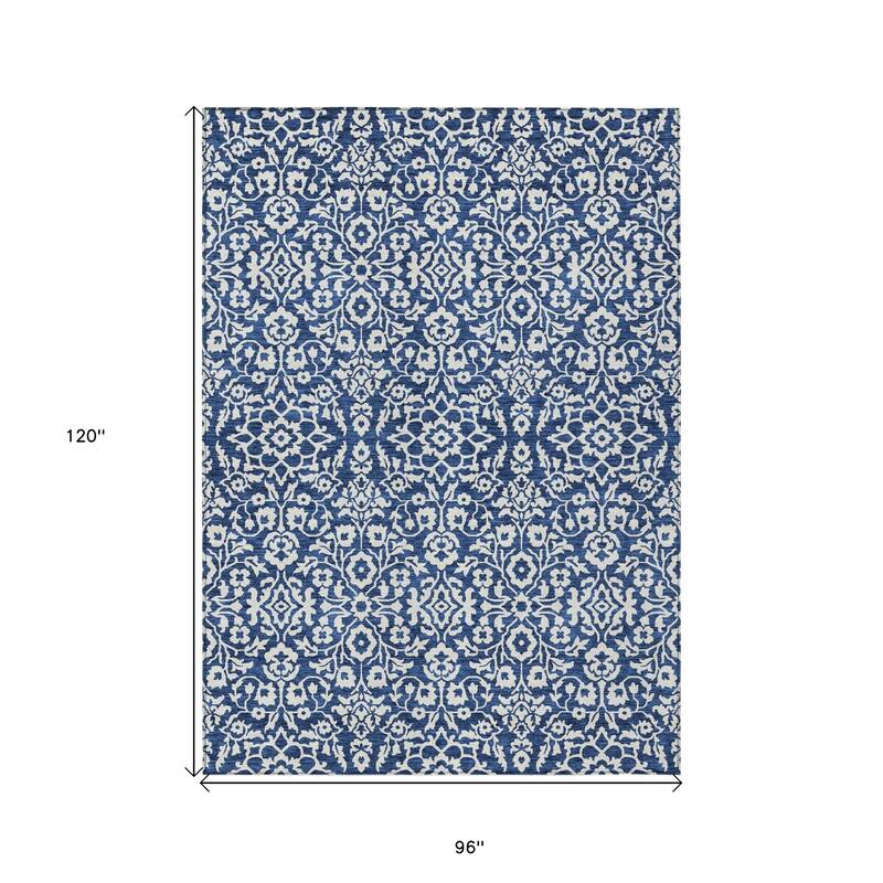 HomeRoots Damask Traditional Rectangle Outdoor Rug
