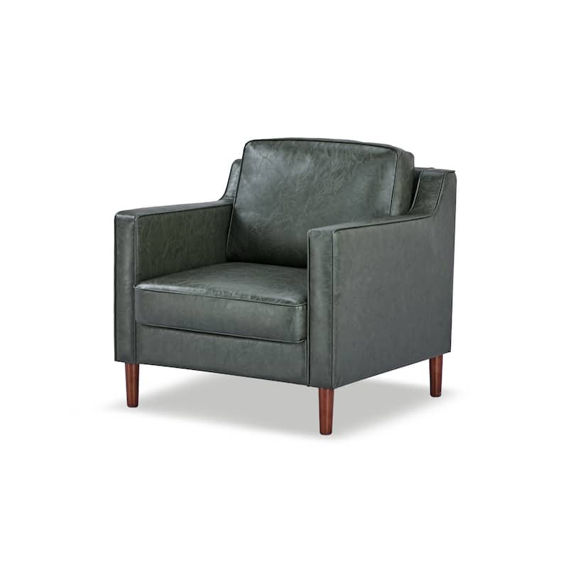 Artdeco Home - Sedona Modern Accent Chair, Faux Linen / Vegan Leather Armchair