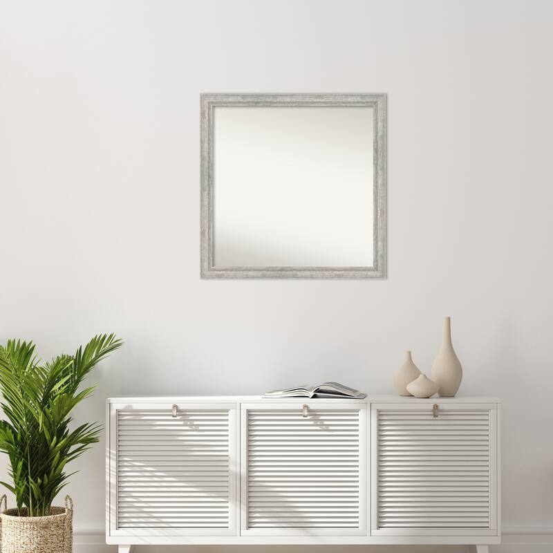 Angled Non-Beveled Wood Framed Wall Mirror