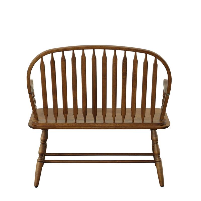 Arched Back Rectangular Bench with Armrest - 44" - Brown