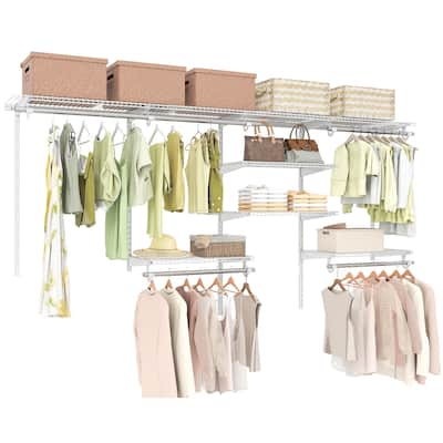 Gymax Wire Closet Organizer System Wall-mounted Adjustable Storage