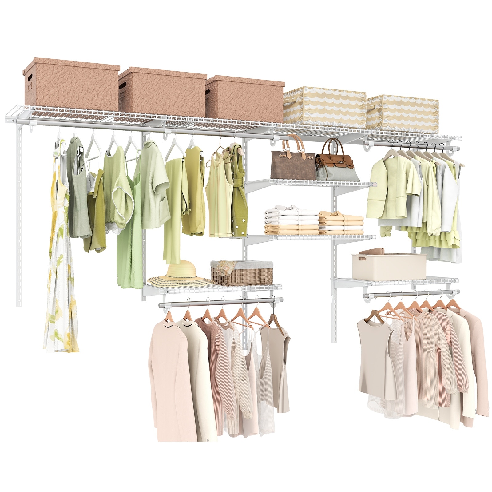 Gymax Wire Closet Organizer System Wall-mounted Adjustable Storage