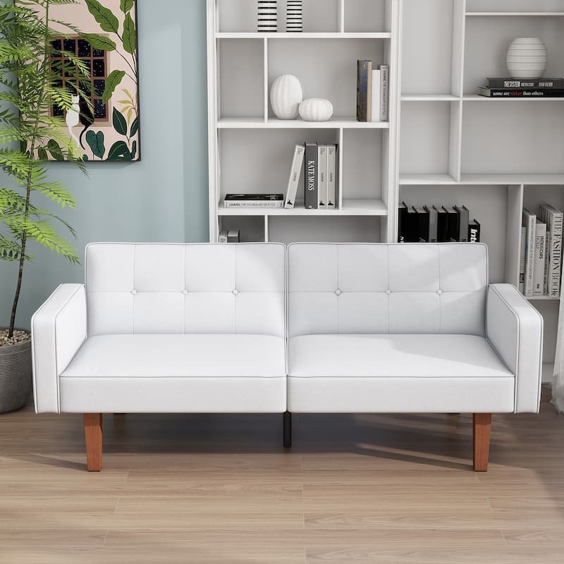 68 in. Twin Size Convertible Sofa Bed Couch w/ Tufted Adjustable Backrest, 5 Colors Optional - 22.44"D x 68.11"W x 28.74"H