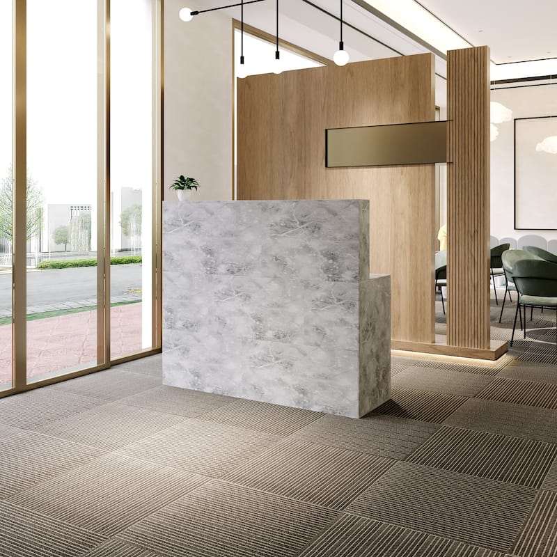 Modern Reception Desk L-Shaped White Front Counter Table by Timechee