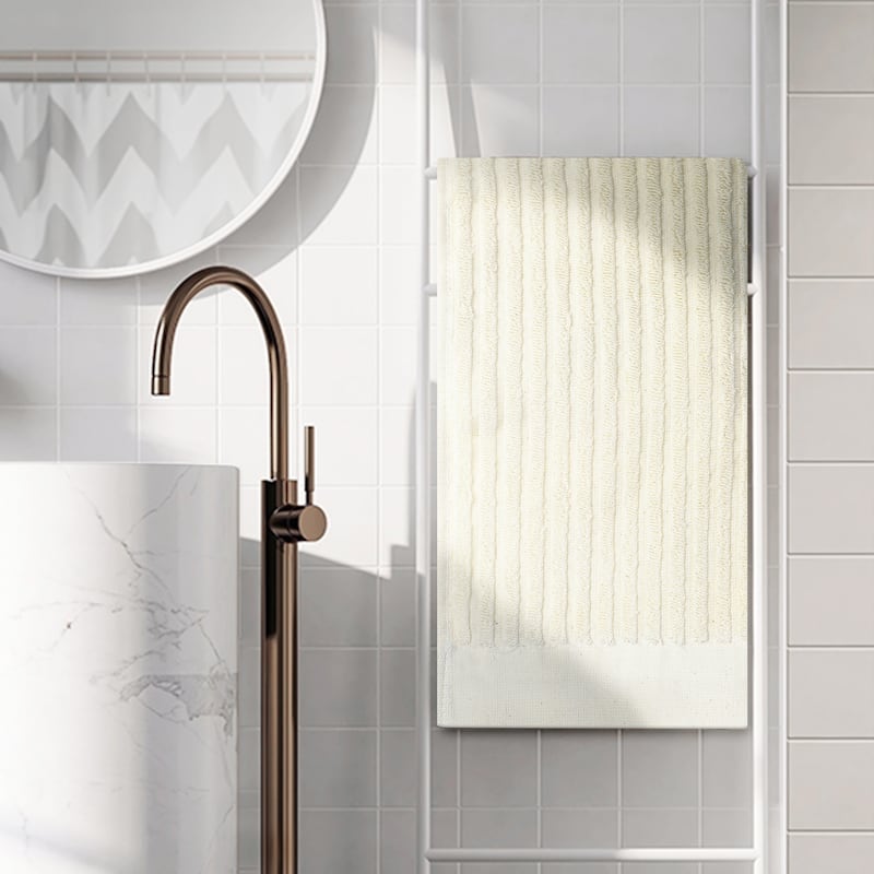 100% Cotton Striped Hand Towels, Soft Absorbent Quick Drying Towel Sets for Home, Hotel, Gym - Beige - 4 Pack