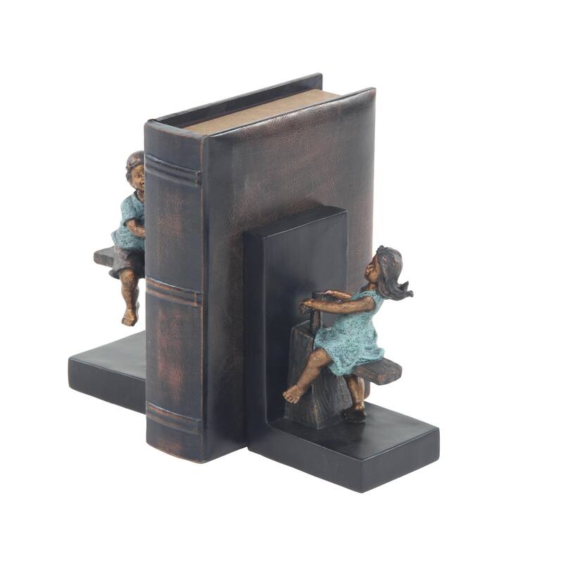 Polystone People Decorative Bookends with Swing Set - Set of 2 Brown - Roche River Decor