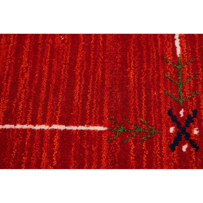 ECARPETGALLERY Hand Loomed Kashkuli Gabbeh Red Wool Rug - 4'0 x 5'7