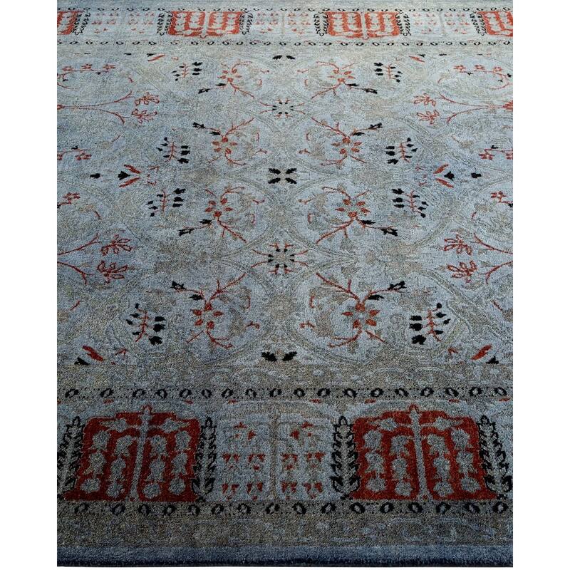 Overton Hand Knotted Wool Vintage Inspired Modern Contemporary Overdyed Gray Area Rug - 5' 2" x 8' 0"