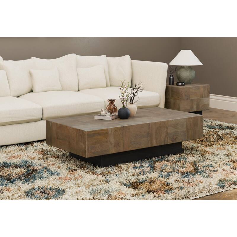 Caden Modern Solid Wood Coffee Table - 59" W - Dark Brown