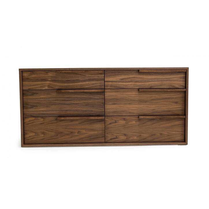 HomeRoots 60" Walnut Manufactured Wood Six Drawer Double Dresser