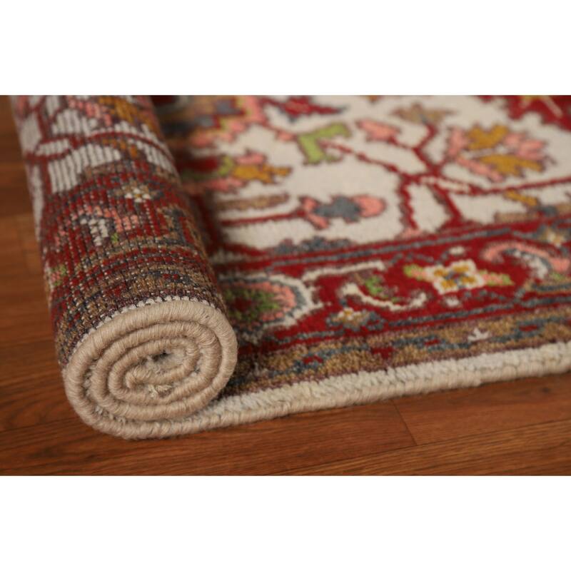 Floral Ivory Oushak Indian Foyer Rug Handmade Wool Carpet - 2'10"x 4'10"