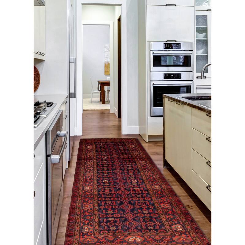 ECARPETGALLERY Hand-knotted Andelz Navy Wool Rug - 3'5 x 17'1
