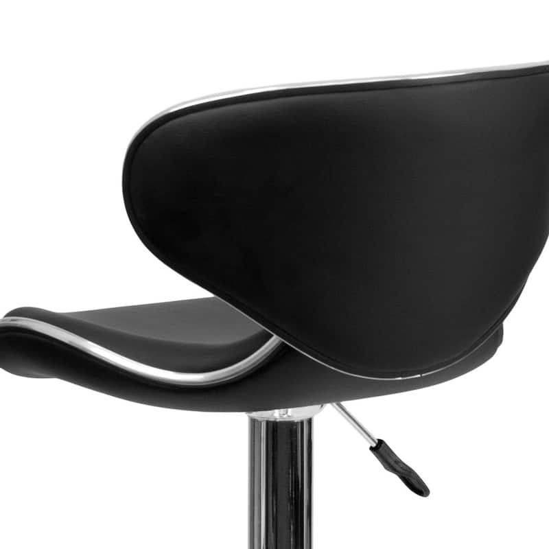 Contemporary Cozy Mid-back Vinyl Height-adjustable Chrome Barstool - 16"W x 17.5"D x 34.5" - 43"H