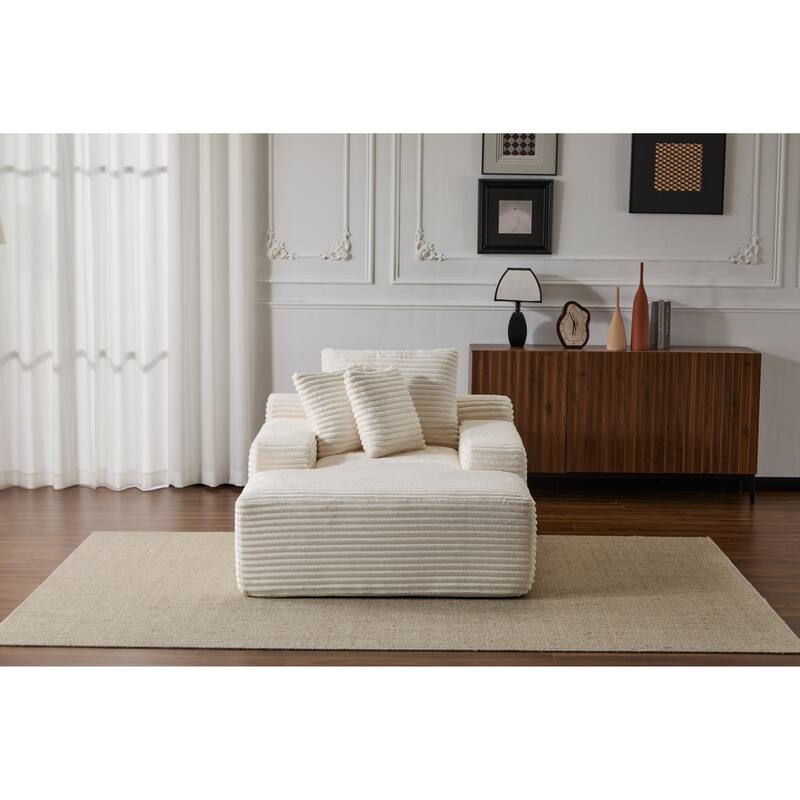 Oversized Chaise Lounge Chair Cozy Cloud Couch,Upholstered Sleeper Sofa Daybed With 3 Throw Pillows And Wide Armrest
