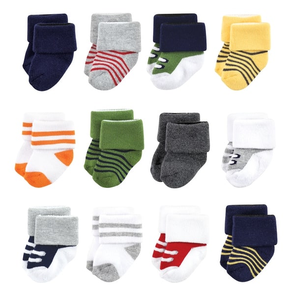 slide 1 of 1, Luvable Friends Baby Boy Newborn and Baby Terry Socks, Athletic 12-Pack 6-12 Months - Athletic 12-Pack