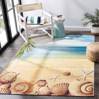 SAFAVIEH Barbados Sibilla Tropical Indoor/ Outdoor Waterproof Patio Backyard Rug